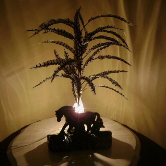 Vintage MCM 1950s Black Gray Horse Planter Accent TV Table Lamp - Picture 11 of 11